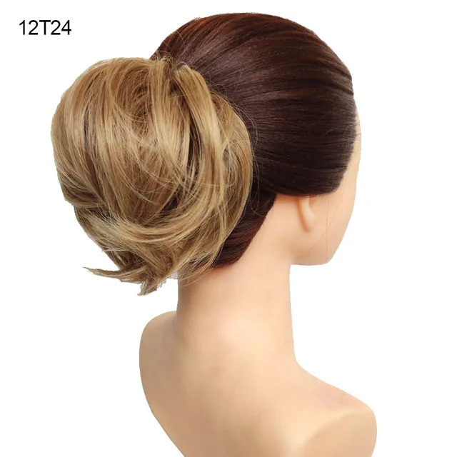 Jeedou Messy Chignon Donut Hair Bun Pad Elastic Hair Rope Rubber Band Synthetic Hairpiece Gary Brown Color S-12T24