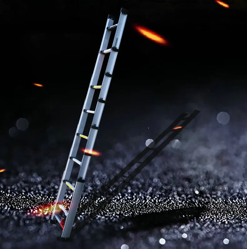 New 3.14M aluminum alloy thickening household telescopic ladder folding ladder straight ladder engineering industrial decoration wireless smoke alarms