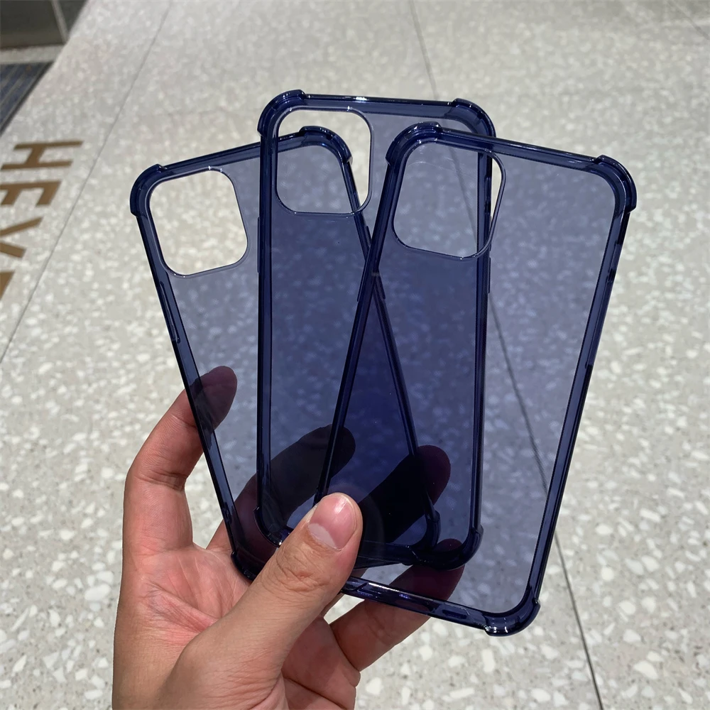 Elegant Navy Blue Clear Shockproof Phone Case - Soft TPU Back Cover