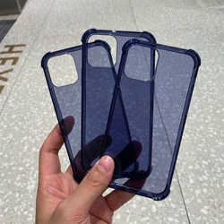 Elegant Navy Blue Clear Shockproof Phone Case - Soft TPU Back Cover - iPhone SE 2 3 (02 FZ)