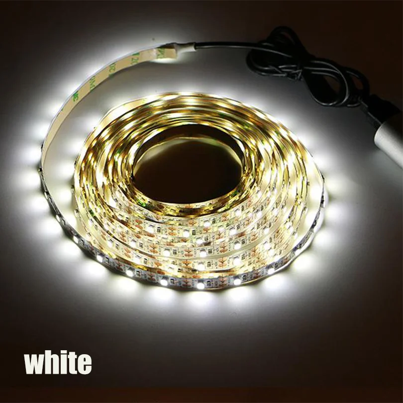 White 5 в Светодиодная лента USB кабель питания гибкий светильник RGB/белый/теплый белый 1 м 3 м 5 м HD ТВ Настольный ПК экран подсветка и косой светильник ing - Испускаемый цвет: White