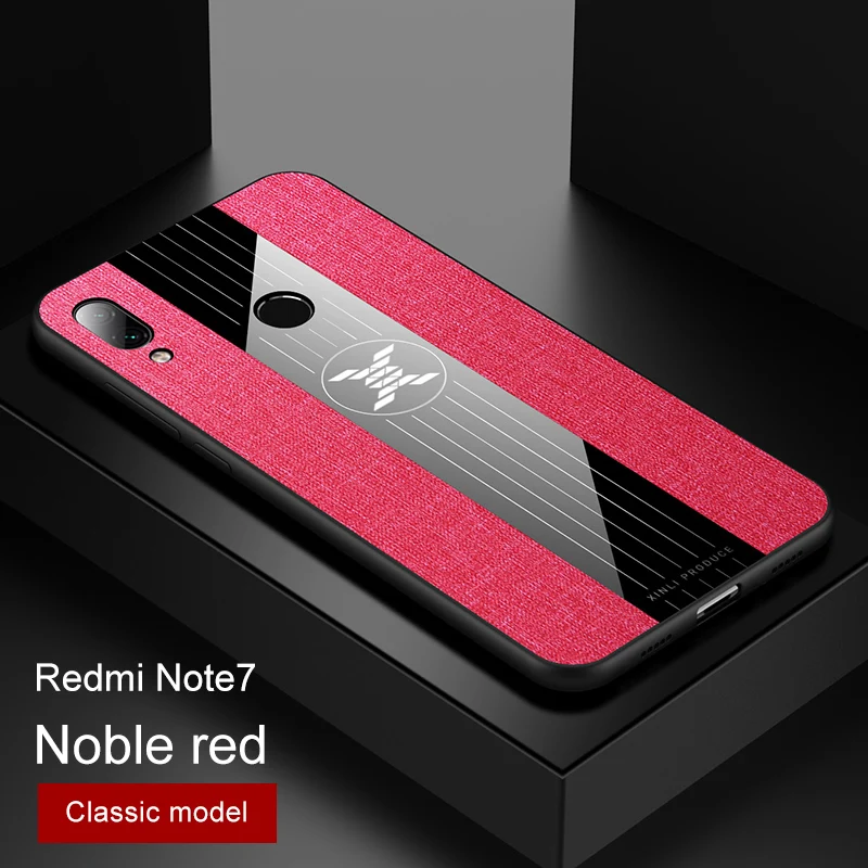 For Xiaomi Redmi Note 7 Case Luxury Hard Cloth With Ring Stand Magnet Slim protect Back cover for xiaomi redmi note 7 pro redmi7 - Цвет: only red case