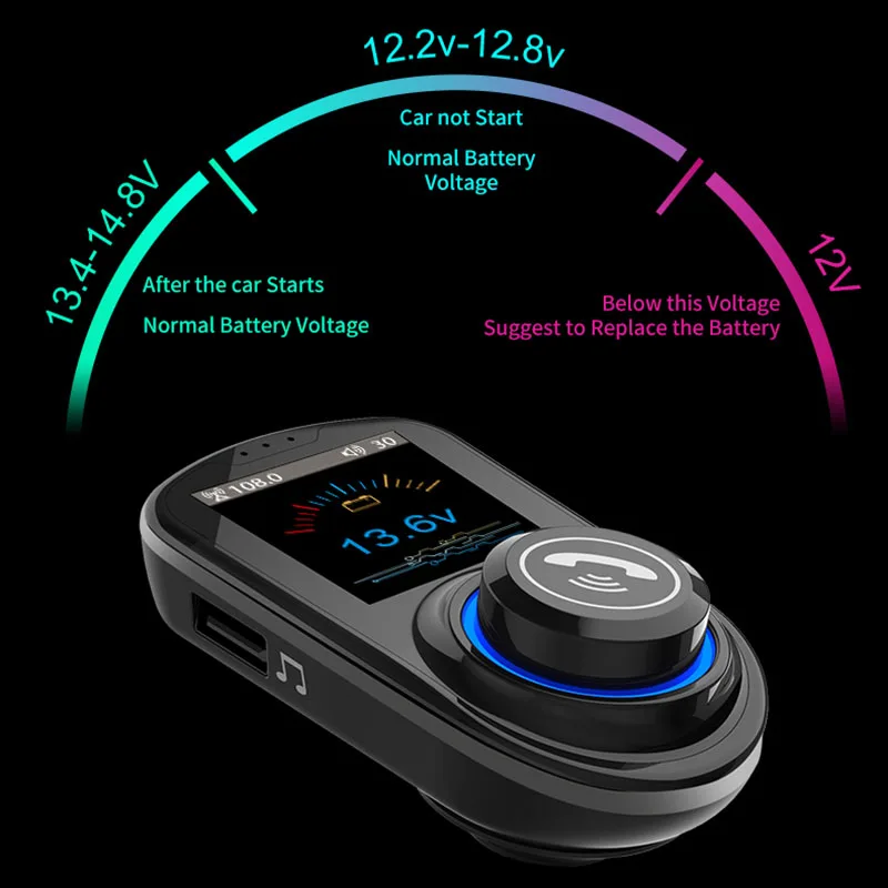 Fm-передатчик Bluetooth автомобильный комплект громкой связи беспроводной Bluetooth Aux Модулятор MP3-плеер ЖК-экран QC3.0 USB Автомобильное зарядное устройство для авто