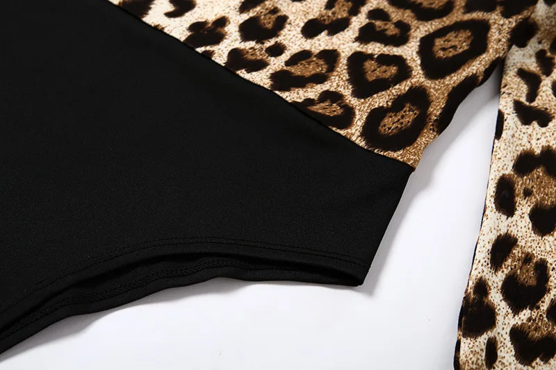 Зимний женский сексуальный боди осенний Модный повседневный длинный рукав Леопардовый принт облегающий костюм боди для женщин