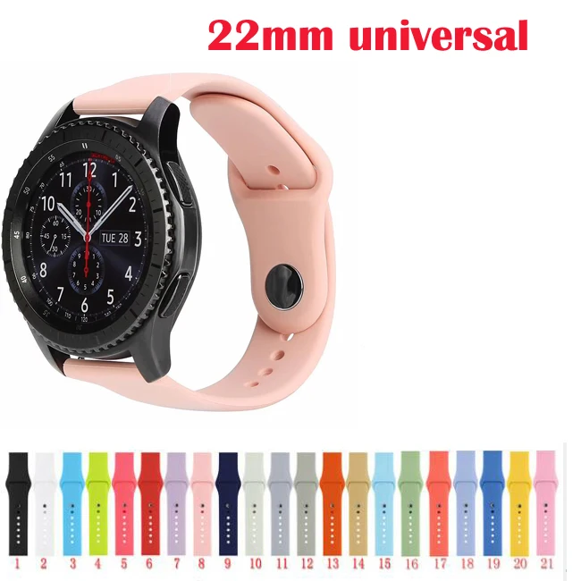 22 мм ремень для samsung Galaxy часы 46 мм Шестерни 2 S3 live Neo Ticwatch 1 спортивный ремешок силиконовый xiaomi huami amazfit 2 1 группа