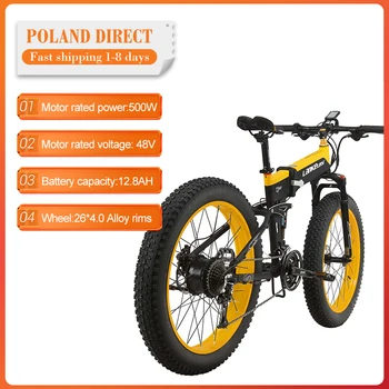 

[EU Direct] Lankeleisi Folding Electric bicycle 26 Inch 48V 500W Foldable Electric Bike Waterproof 4.0 Fat Tire Max speed 40km/h
