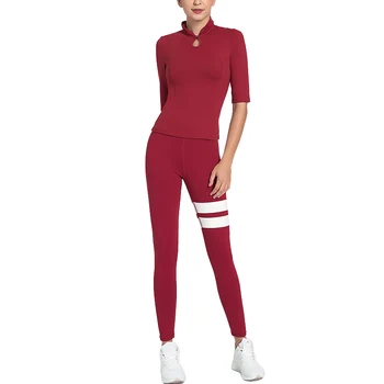 

Women Seamless Yoga Set Gym High Waist Leggings T-Shirts Top Suit Long Sleeve Fitness Workout Sport Running Sportswear Set