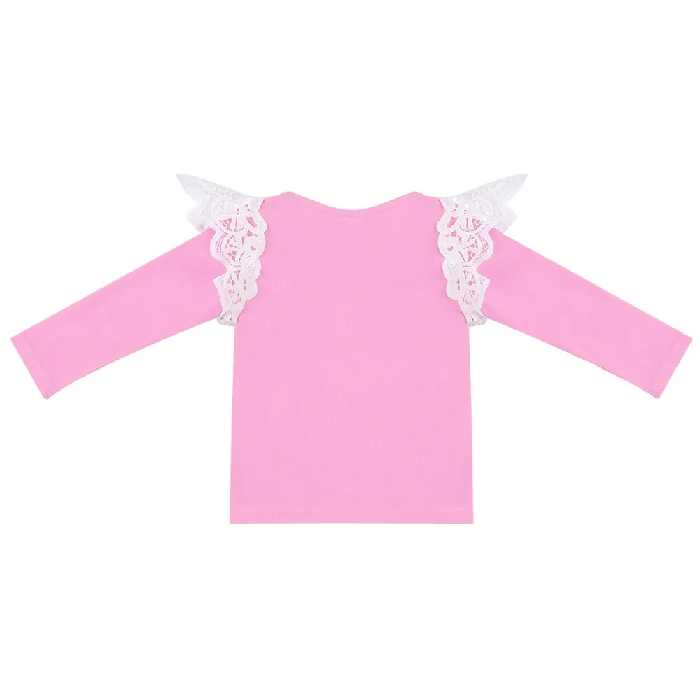Cute Toddler Girl Clothes Long Sleeve Pullover Tops Fashion Lace Spliced Shits Casual T Shirt Toddler Baby Winter Clothes Girls