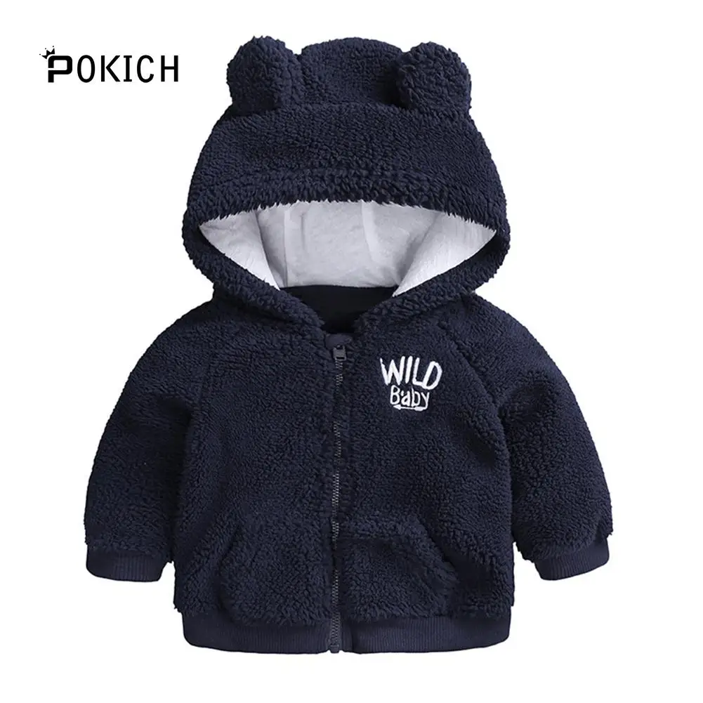 navy blue Осеннее пальто с капюшоном для маленьких девочек и мальчиков; куртка-плащ; плотная теплая куртка; Одежда для маленьких девочек; зимнее пальто-накидка - Цвет: navy blue