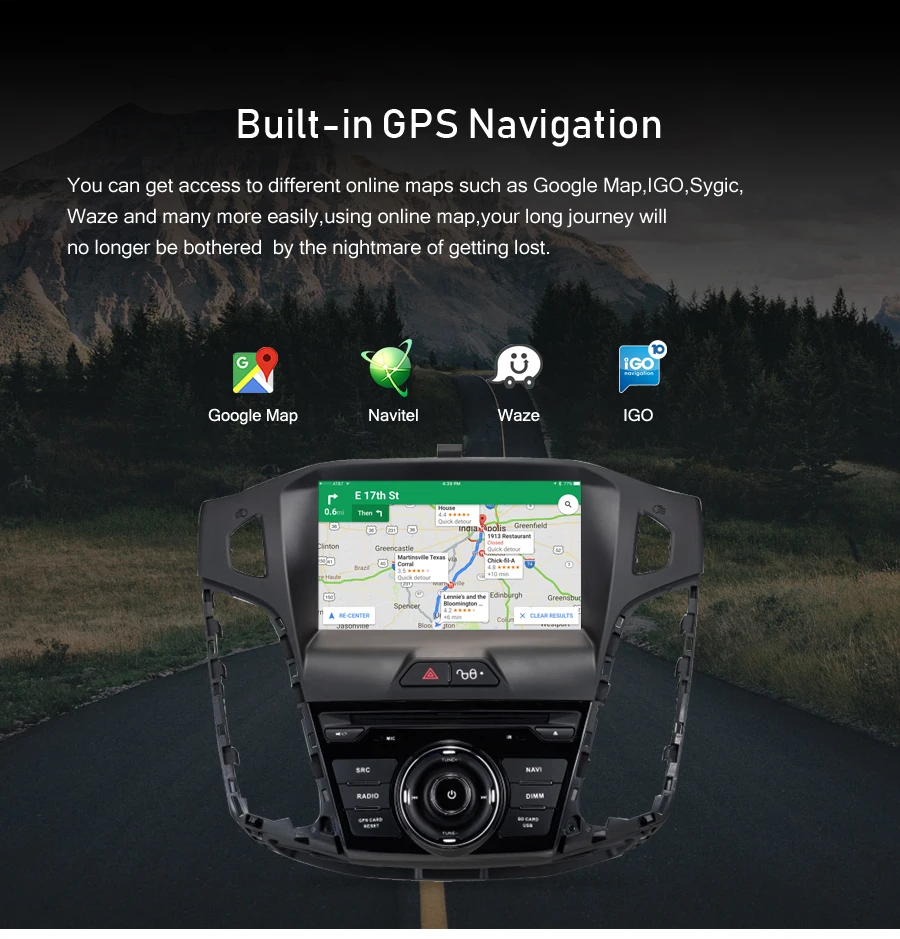 Top Android 9.0 Car Radio DVD Player For Ford Focus 2011 2012 2013 2014 Audio GPS Multimedia Navigation WIFI Bluetooth Video Stereo 4