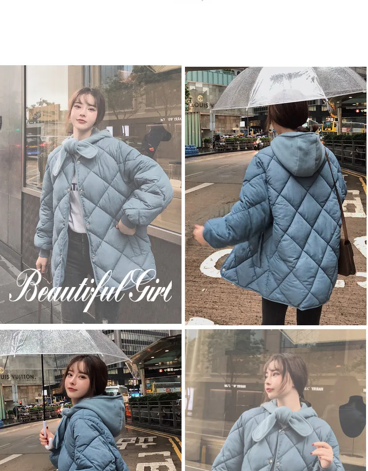 Photo Shoot Autumn And Winter New Style Rhombus Cotton Coat Women's Short Thick Detachable Cap Cotton-padded Jacket Cotton