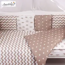 Комплект Premium в кроватку 18 предметов(6+12 бортиков) AmaroBaby, бязь