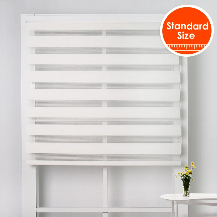 

LUIWENN Free Shipping Translucent White Zebra Blinds with front Valance Double-layer High Quality Horizontal Day Night Blinds