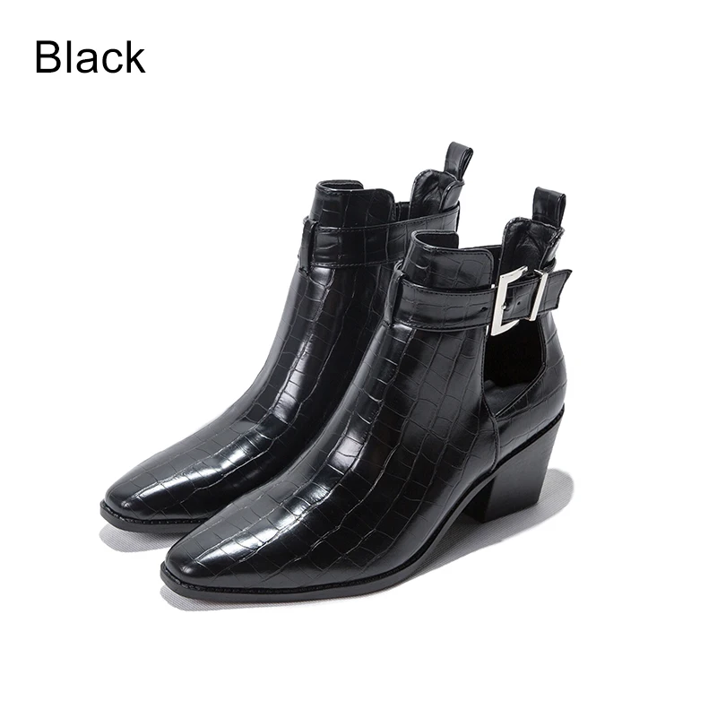 Г., новые Брендовые женские ботинки на пробковой подошве обувь на танкетке с острым носком осенне-зимние ботинки модные короткие женские ботильоны для женщин в западном стиле - Цвет: Black
