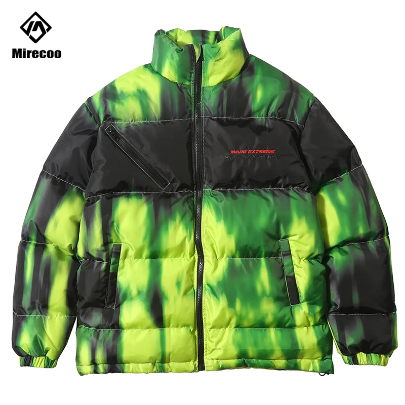 

Illusion Tie Dye Puffer Padded Winter Jacket Men Parka Hip Hop Streetwear Down Jacket Coat Outwear Windbreak Men Outwear 2019
