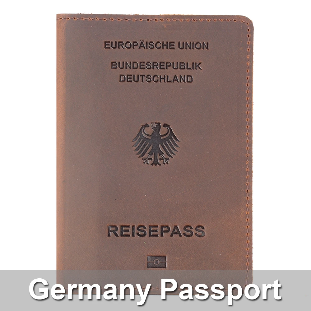 

Genuine Leather Germany Passport Cover Designed For German Crazy Horse Leather Card Holder Passport Case