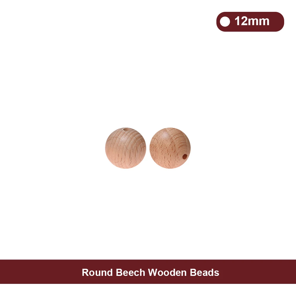 12mm Round Wooden Beads