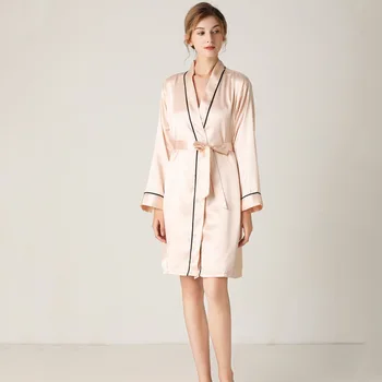 

Women Champagne Nightgown Nightdress 2PCS Nighty&Robe Suit Satin Sleepwear Intimate Lingerie Sexy Kimono Bathrobe Gown Homewear