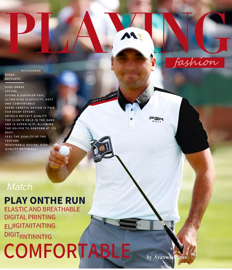 PGM golf Футболка для мужчин с отворотом летняя рубашка мужской отложной воротник Гольф Поло рубашка мужская спортивная одежда Новые трикотажные изделия для гольфа
