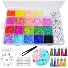 

3mm Small Craft Beads with Tool Kit for DIY Jewelry Making Glass Seed Beads Kit Bracelet Necklace Accessories Wholesale Gift New