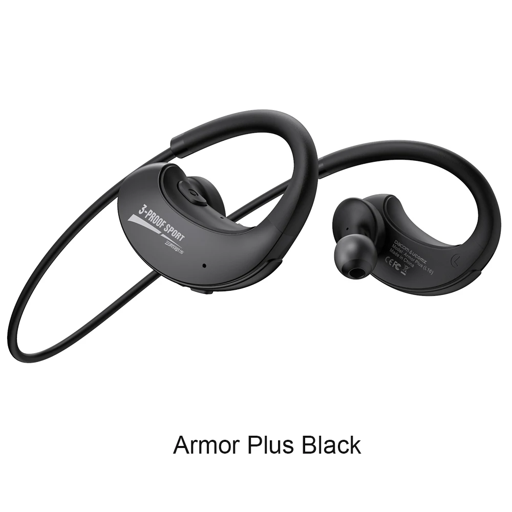 Dacom ARMOR водонепроницаемые спортивные беспроводные наушники для бега, Bluetooth наушники, гарнитура, наушники для телефонов с микрофоном громкой связи - Цвет: Armor Plus Black