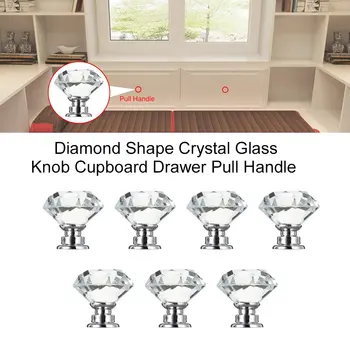 10 Pcs 30mm Diamond Shape Crystal Glass Door Handle Knob for furniture Drawer Cabinet Kitchen Pull Handles Knobs Handle Wardrobe