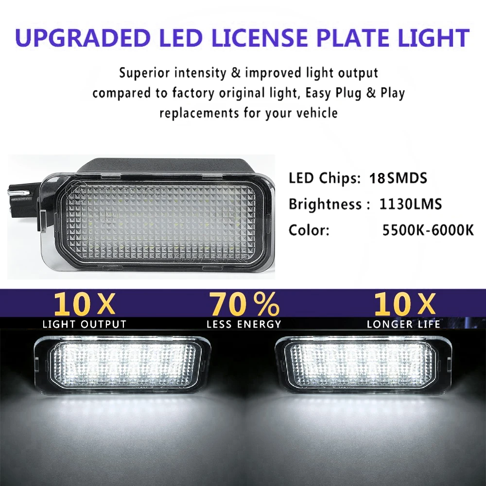 Светодиодные лампы для номерного знака Ford Escape Ranger Kuga 1 2 C MAX Focus 3 Ecosport Edge Fiesta 6 7 Mondeo 4