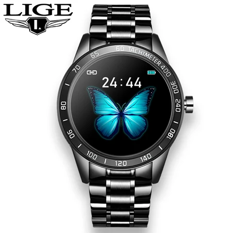 Steel Band Smart Watch Men Heart Rate Blood Pressure Monitor Sport Multifunction Mode Fitness Tracker Waterproof Smartwatch
