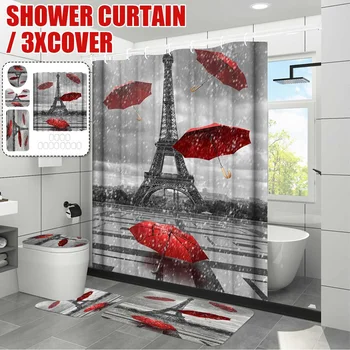 

180x180cm Bathroom Set Waterproof Shower Curtain Bath Cover Bathroom Decor Umbrella and Tower Type