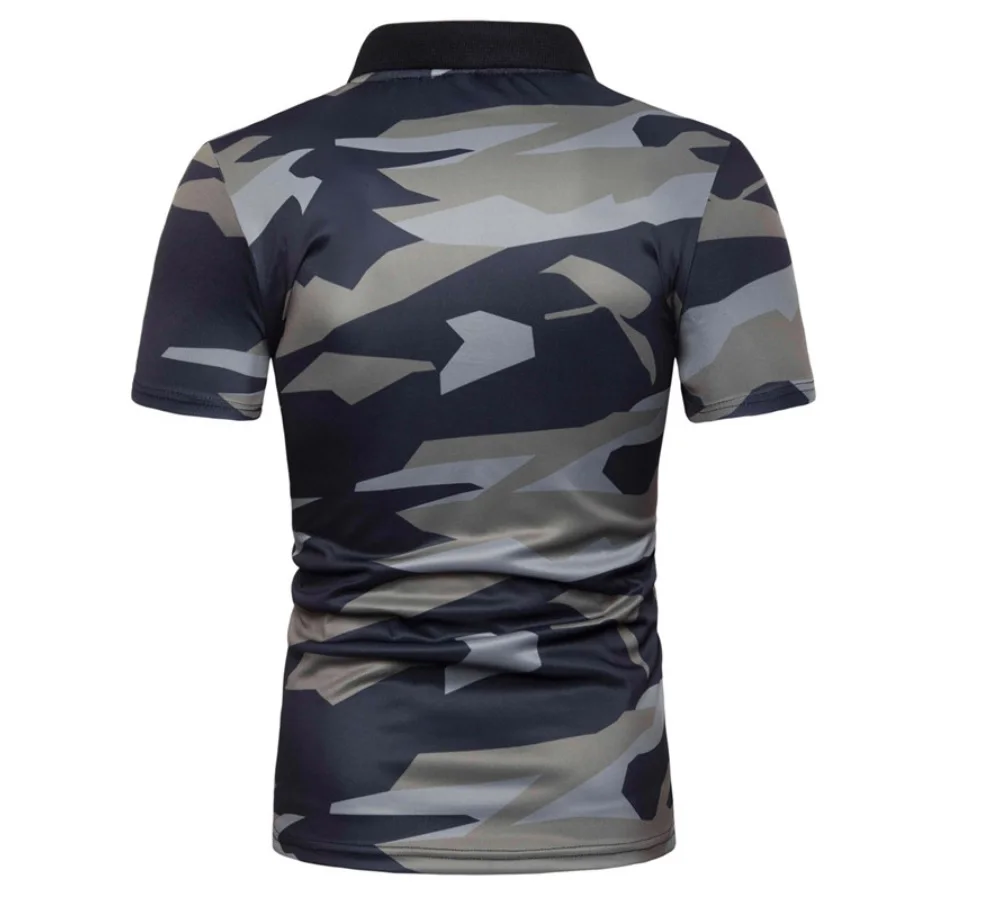 Для мужчин camisa polo рубашка Для мужчин slim fit стильное джинсовое платье с коротким рукавом в стиле кэжуал военный камуфляж воротник рубашки на пуговицах верхняя часть одежды для Для мужчин