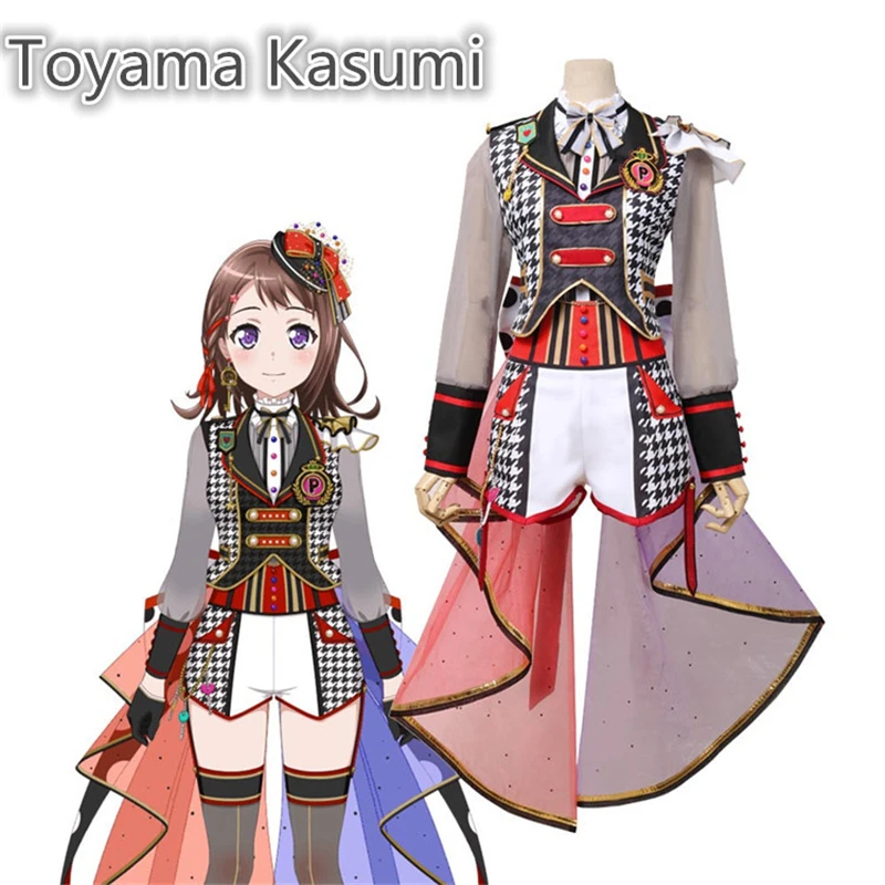 

Japanese Anime Bang Dream! PoppinParty Toyama Kasumi Cyberpunk Suit Cosplay Costume Women Halloween Gorgeous Dress H
