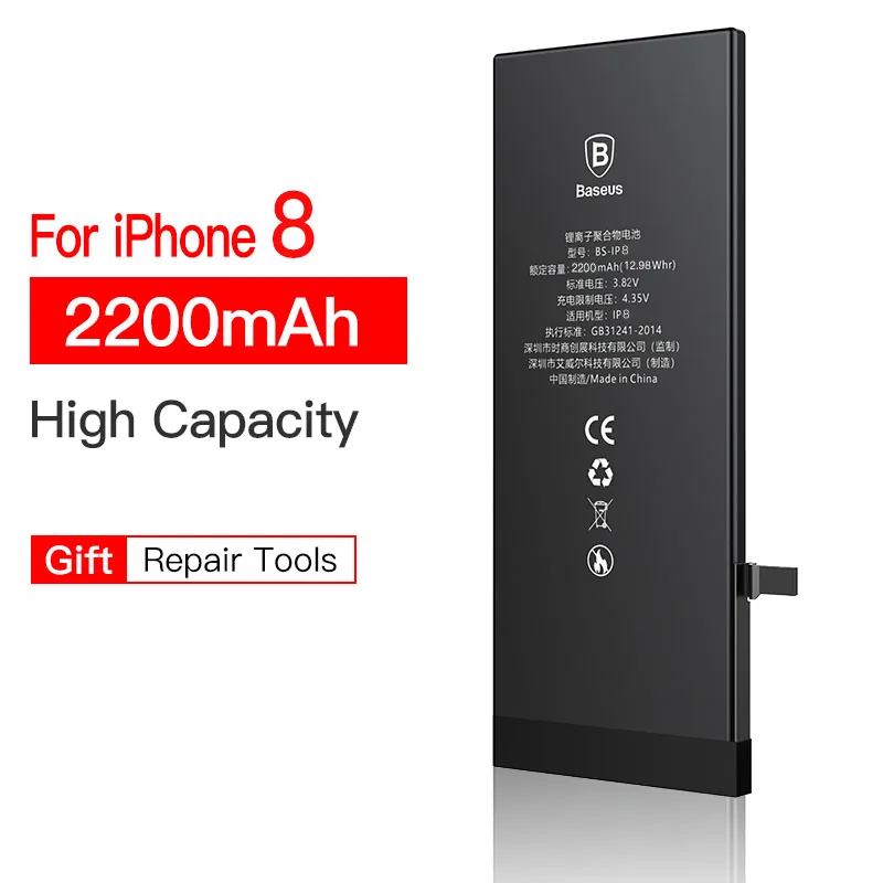 2200mAh For iP 8 Аккумулятор для мобильного телефона Baseus, для iphone 8 plus, 8 plus, аккумулятор для замены, высокая емкость, 2200, 3400 мА/ч, аккумулятор для iPhone8 - Цвет: 2200mAh For iP 8