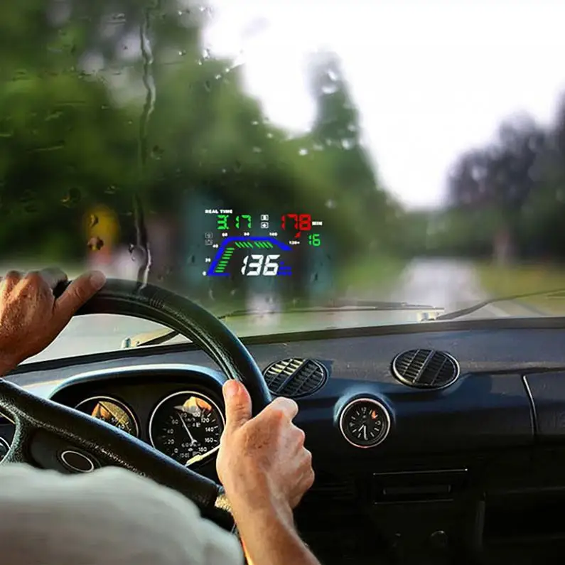 Универсальный Q7 5,5 дюймов черный Автомобильный HUD gps дисплей спидометры превышение Предупреждение приборной панели лобовое стекло проектор