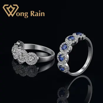 

Wong Rain Luxury 100% 925 Sterling Silver Created Moissanite Sapphire Gemstone Wedding Engagement Ring Fine Jewelry Wholesale