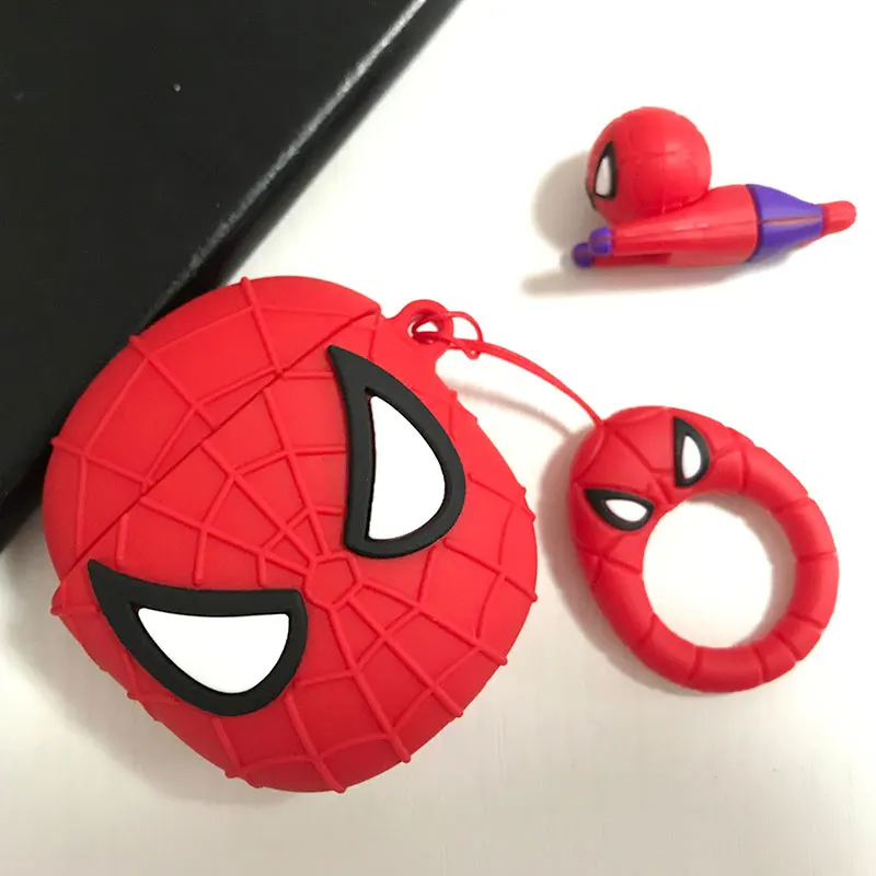 

1 Set Cartoon Superheros Bluetooth Earphone Case Protective Cover for Airpods Cases Charging Box with Cable Protector
