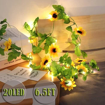 

Artificial Sunflower 2M 20LEDs with LED String Light For Home Wedding Christmas Party Hanging Garland Vine Batteried-Powered DIY