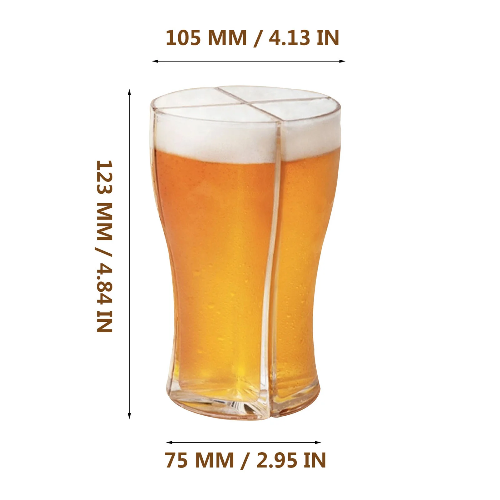 Creative cocktail wineglass mug Double Separable 4 part Large wall mugs Beer Super Schooner Coffee Thick cups for Club Bar Party