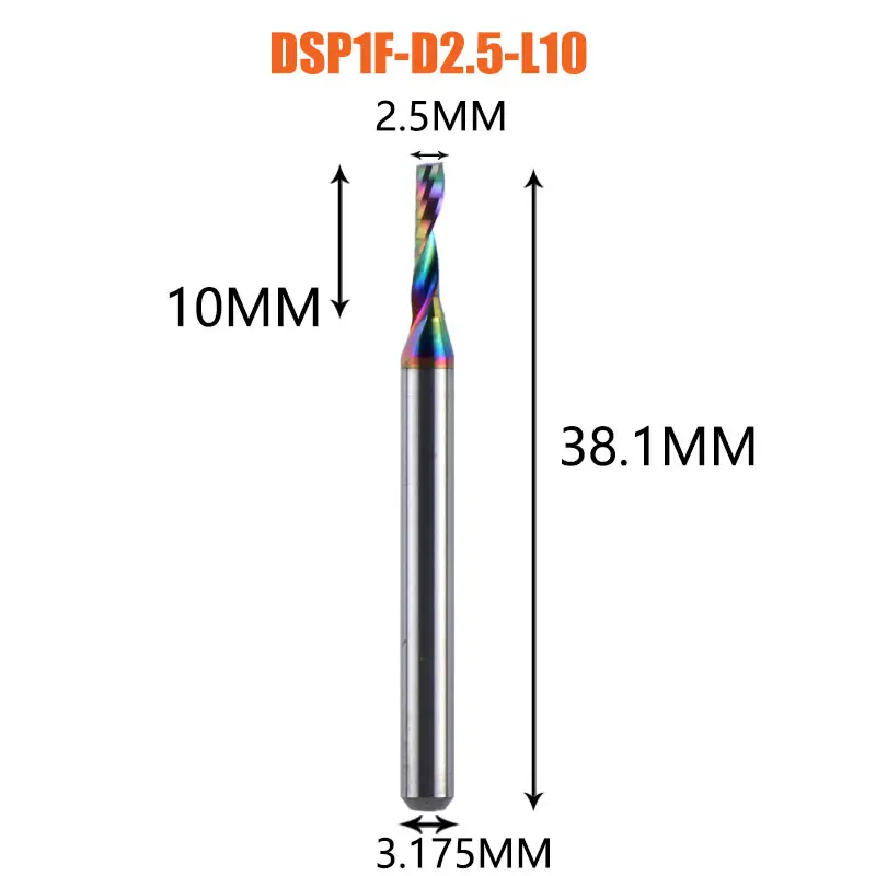 1pc AAAAA Single Flute Carbide Spiral End Mill 3.175,4,5,6mm Aluminum Milling Cutter Engraving Woodworking Acrylic DLC Coating image 12