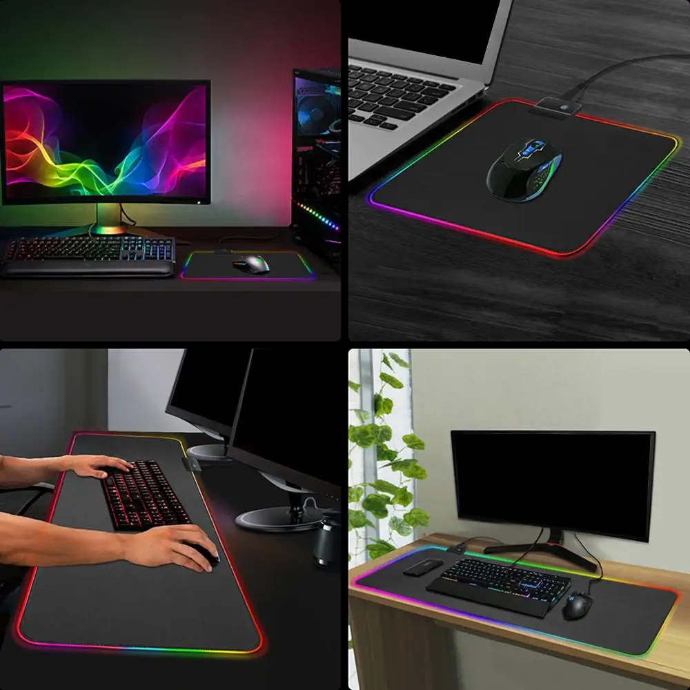 Игровой коврик для мыши RGB большой светодиодный компьютерный с подсветкой