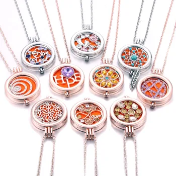

5pcs New Aromatherapy Necklaces Diffuser Lockets jewelry Wholesale Perfume Aroma Diffuser Essential Oils Pendant Necklace women