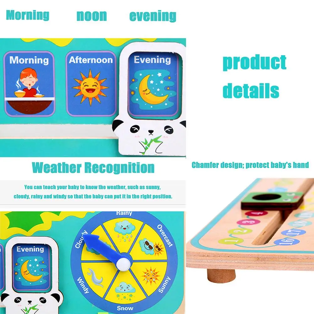  Montessori Wooden Toys Baby Weather Season Calendar Clock Time Cognition Preschool Educational Teac - 4000167583421