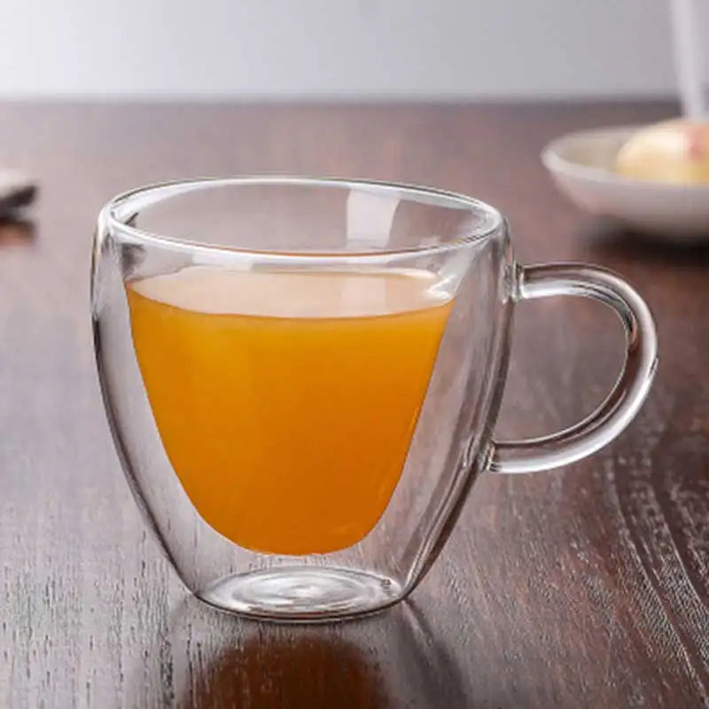 250ML-coffee glass Стеклянная чашка для кофе, двухслойная креативная модель сердца, молочный чай, сок, виски, вино, пиво, бокал, многоразовый изолированный стакан - Цвет: 250ML-coffee glass