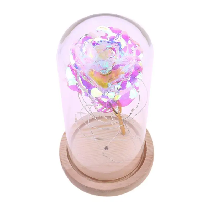 20LEDCopper проволочный светильник, стеклянный купол, деревянная основа, ночник, сказочный цветочный светильник, деревянная основа, струнный светильник, подарок, украшение на год
