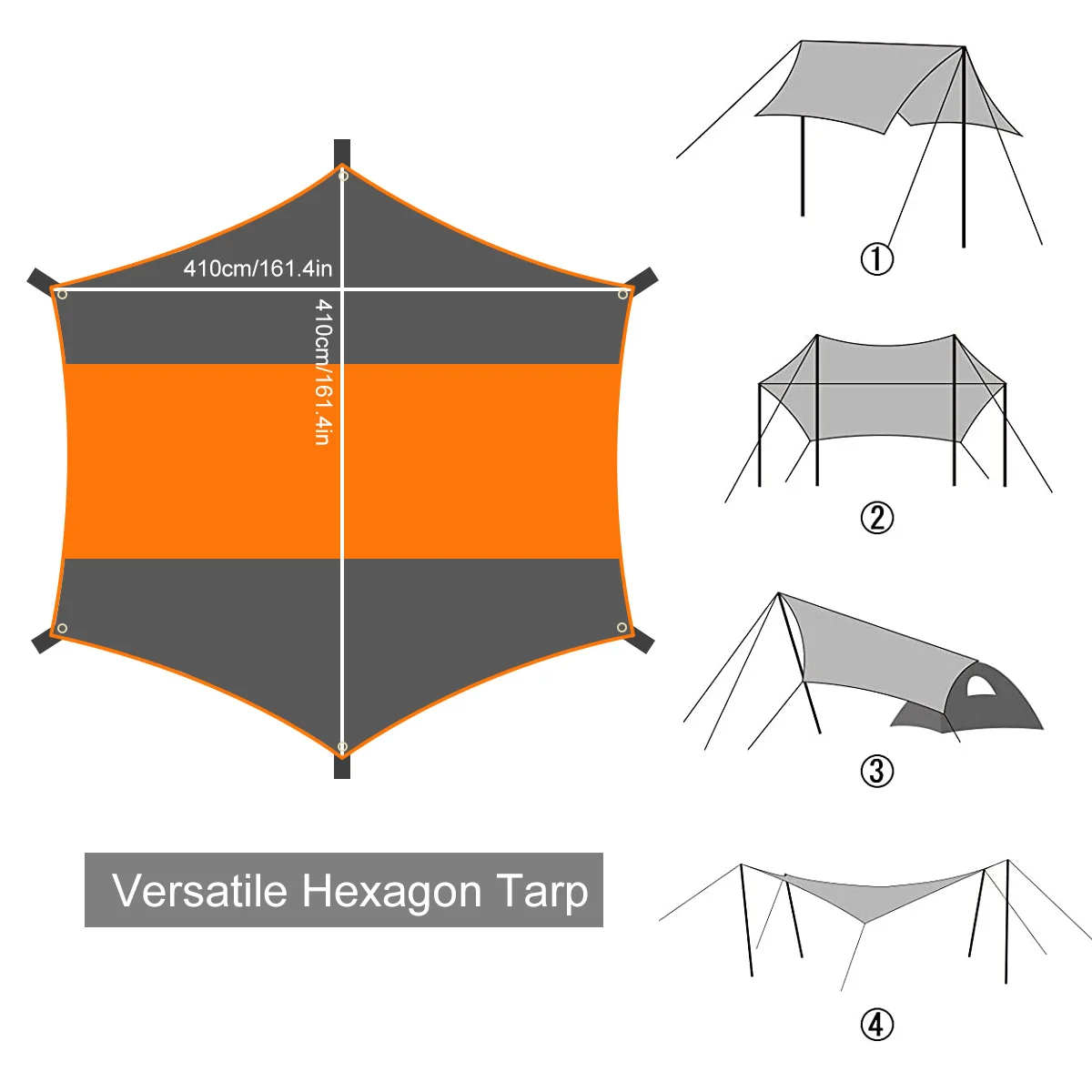Ultralight Camping Tent Tarp Waterproof Large Hammock Rain Fly Sun Shelter Portable Awning Tent Beach Shade with Pegs Ropes