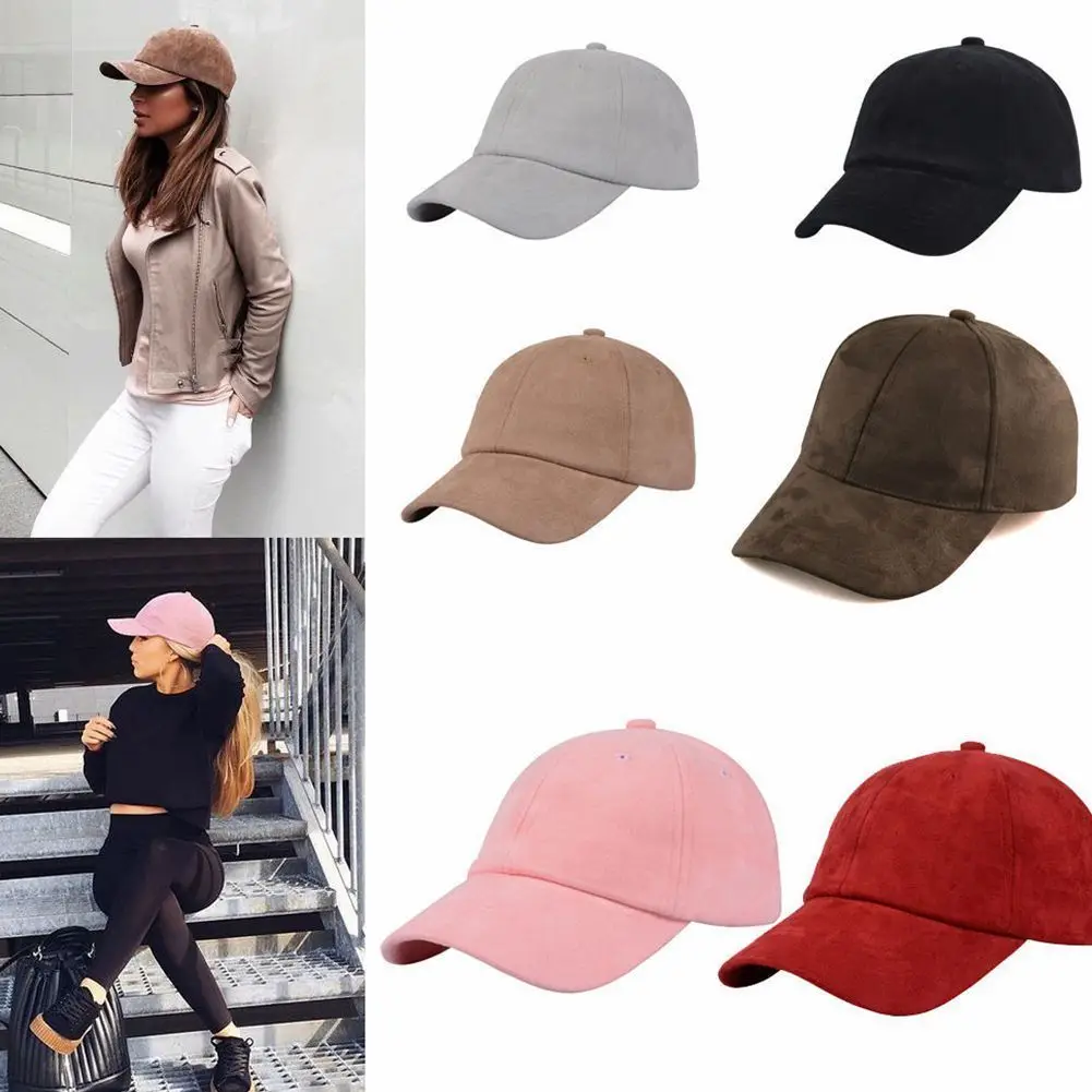 

Fashion Women Girls Chic Suede Baseball Caps Solid Sport Visor Hats Adjustable Baseball Cap