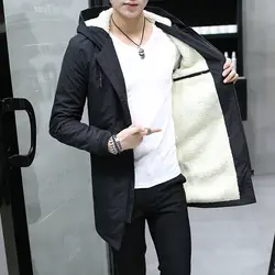2019 зимняя куртка мужская с капюшоном Тонкая Корейская парка Hombre длинная куртка кашемировая Мужская ветровка Парка хлопковая молодежная