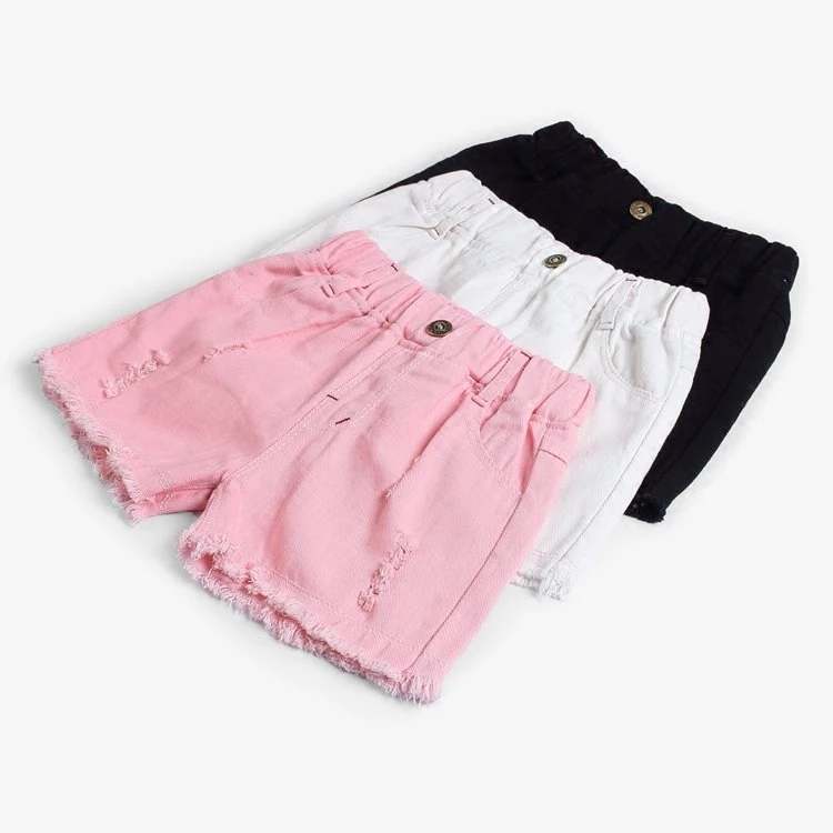 Baby Teenager Shorts Summer Denim Shorts for Girls White Pink Teens Girl Short Jeans 3 4 5 6 7 8 9 10 12 15 Years Old Kids