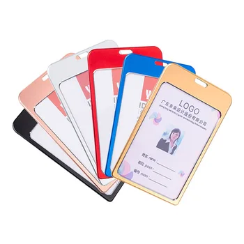

1 Pcs Durable Aluminum Alloy Card Holder Business Work Card ID Badge Holder Small Portable Safety Breakaway Neck Strap Lanyard