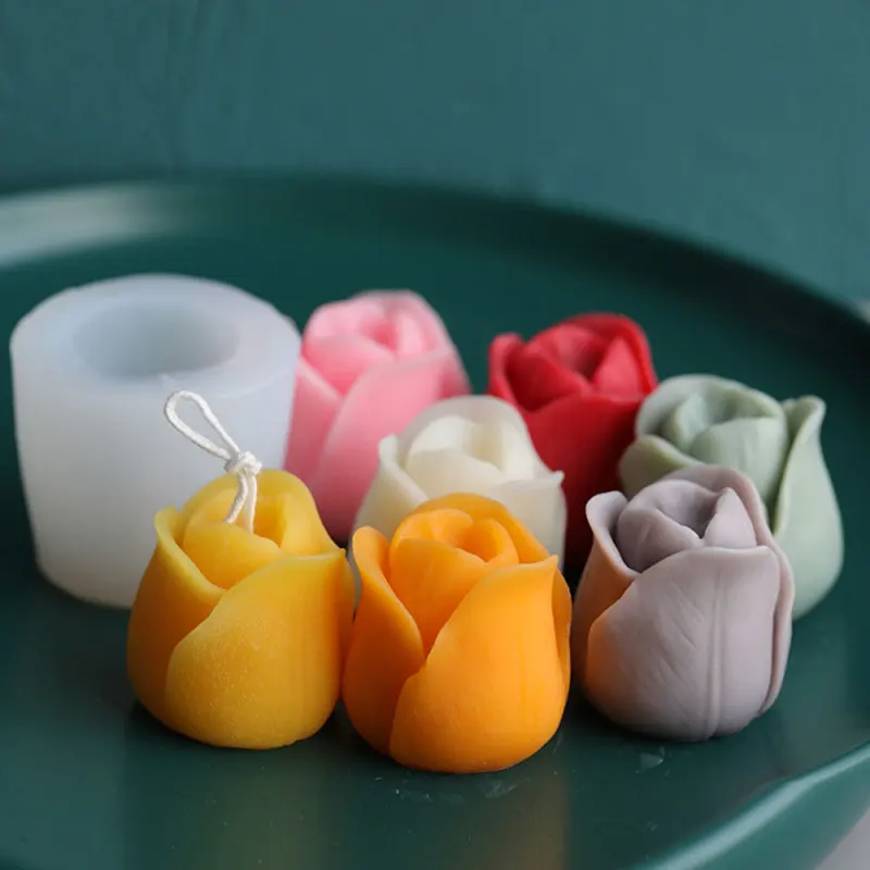 

TTLIFE 3d Tulip Mold Hand-made Soy Candles Aroma Wax Soap Molds Reusable Handmade Candle Mold Making DIY Candle Soap Craft Mould