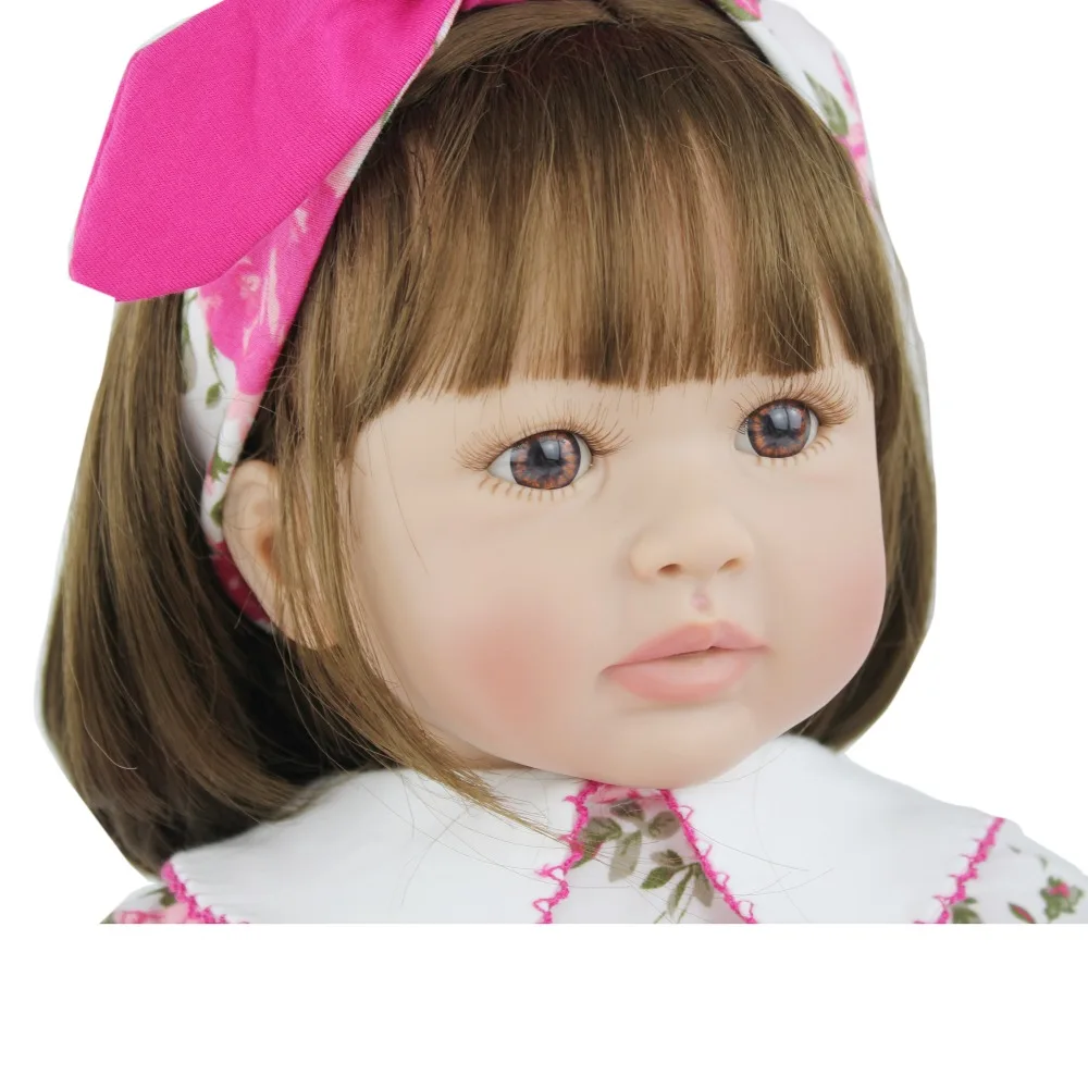 60 см мягкие силиконовые игрушки Reborn Baby Doll, как настоящая виниловая принцесса, платье для маленьких девочек, куклы, милый детский подарок на день рождения